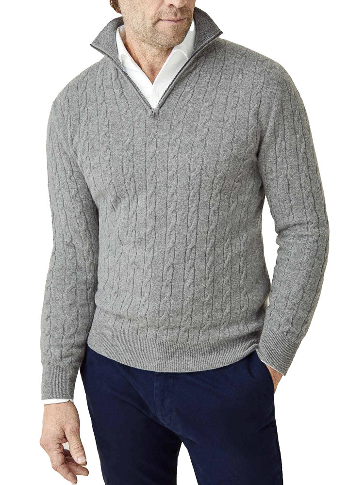 Quarter-Zip Cable Knit Sweater