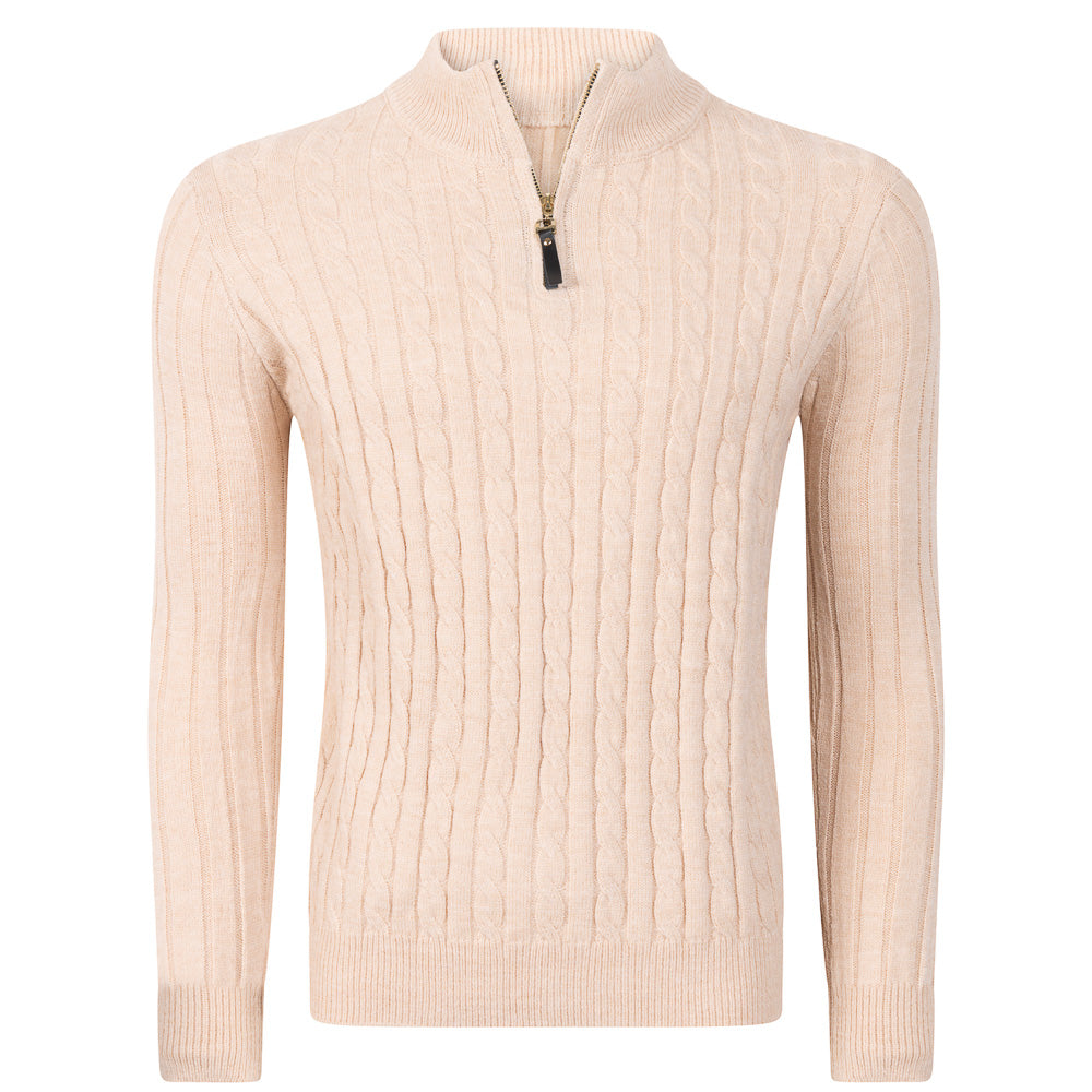 Quarter-Zip Cable Knit Sweater